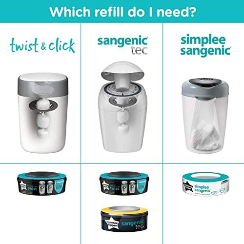 TOMMEE TIPPEE Twist and Click Nappy Disposal System Refill Cassettes (6 pack)