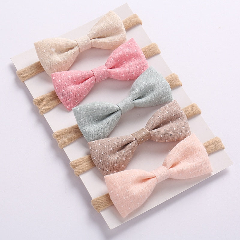 5pcs Girls Nylon Headband Hair Bows Head Band Elastic Bowknot Hairband for Children Kids Toddler Hair Accessories Headwear